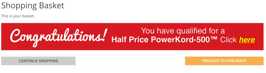 Half price PowerKord-500 banner