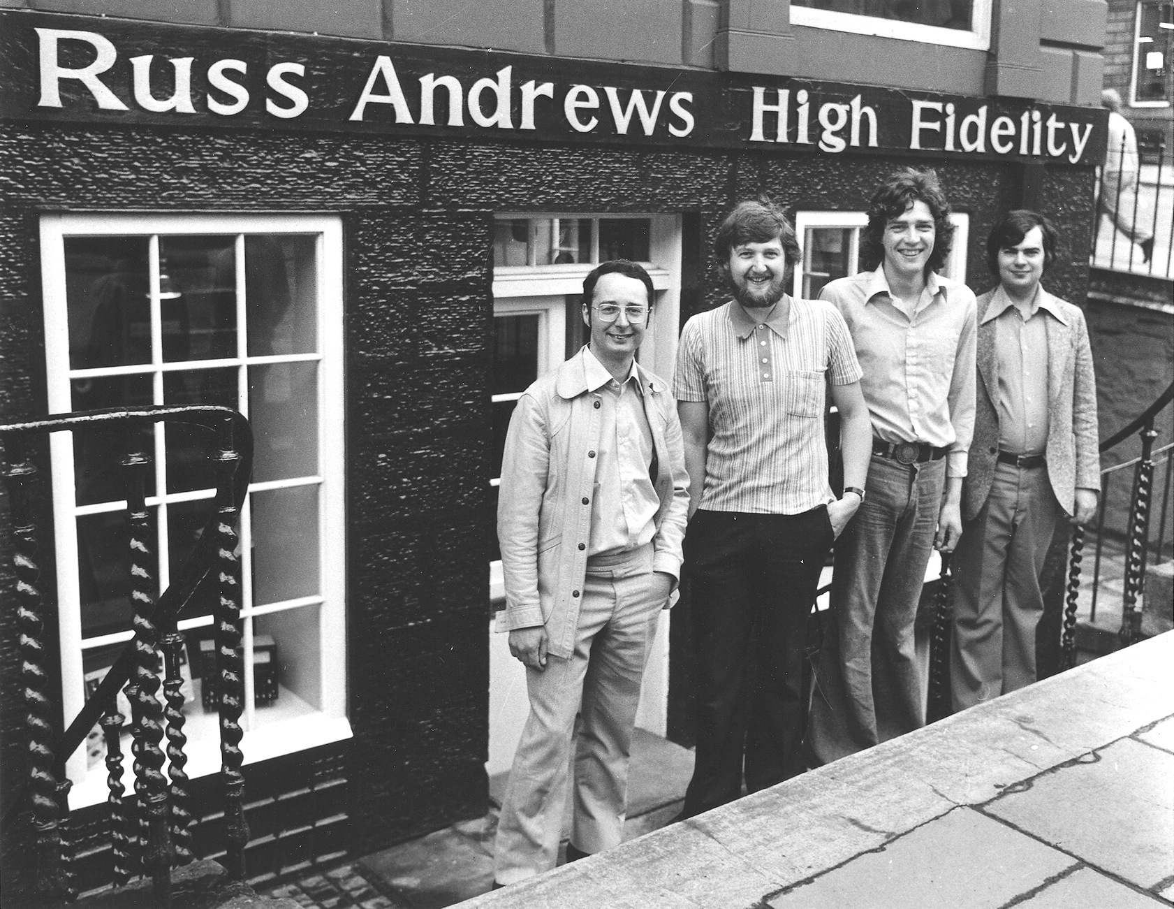 Russ Andrews outside his shop, Edinburgh 1976